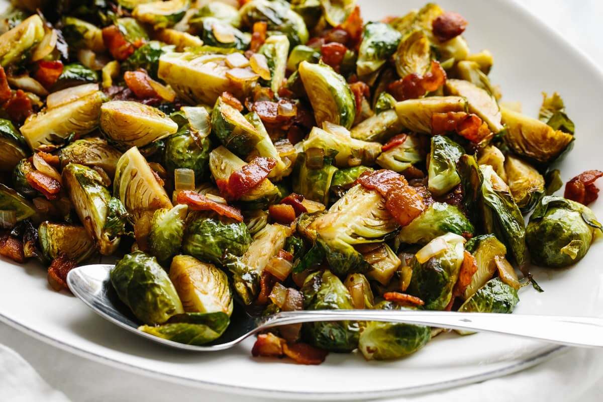 Bacon and Brussel Sprouts with Rosemary Garlic Jus Recipe