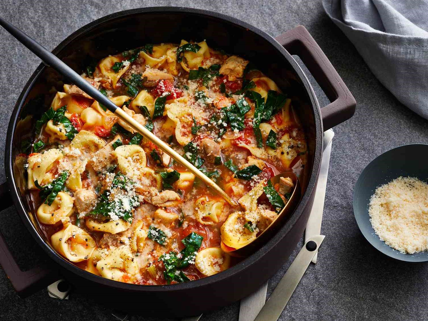 Cheese Tortellini, Chicken, and Kale Soup Recipe