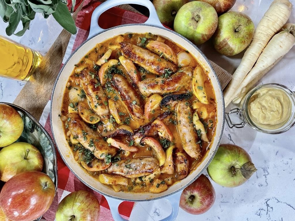 Chicken Sausage Bowl with Roasted Apples and Parsnips Recipe