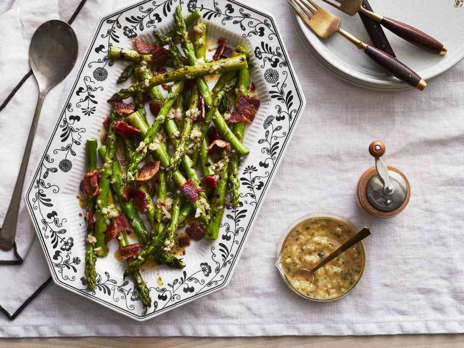 Grilled Asparagus with Bacon Chive Vinaigrette Recipe