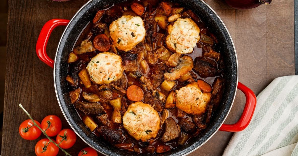 Guinness Beef Stew with Cheddar Herb Dumplings