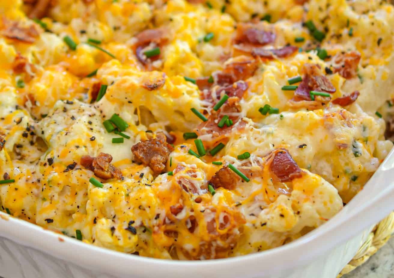 Bacon Cheddar Cauliflower Casserole Recipe