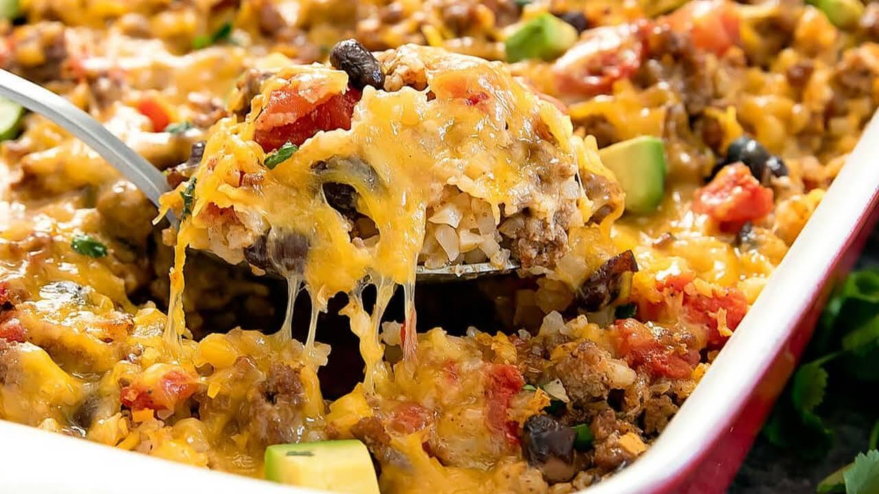 Taco Casserole Recipe with Cauliflower Rice