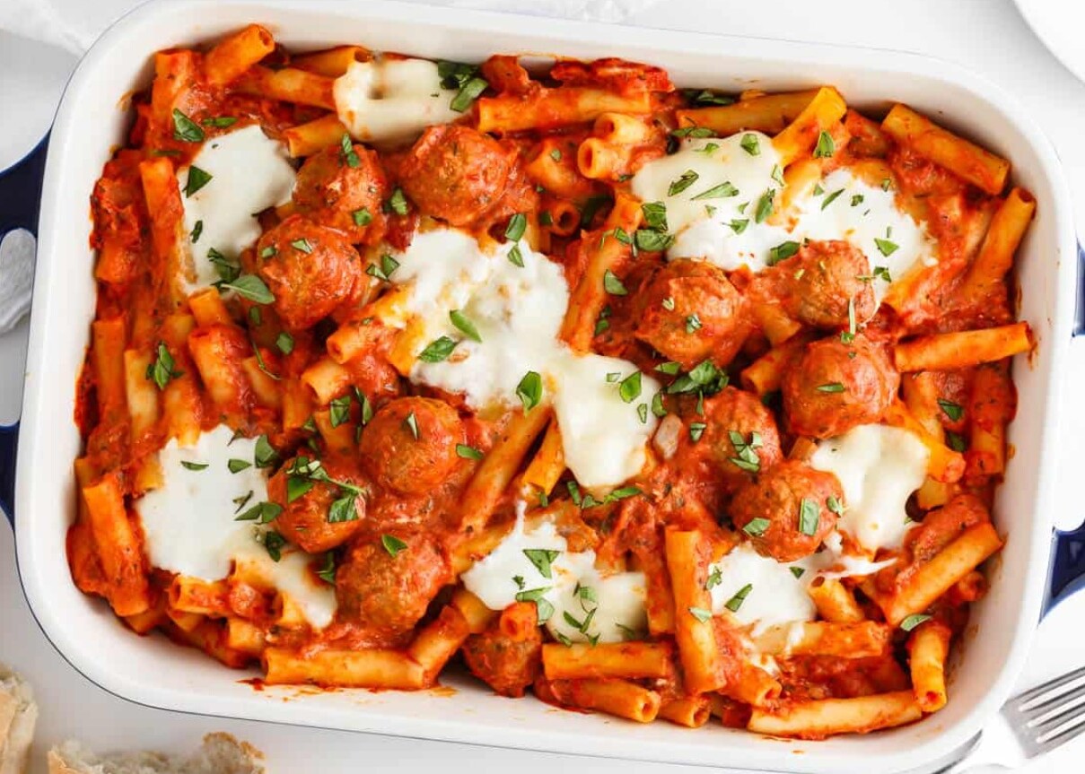 Baked Ziti and Meatballs Casserole Recipe