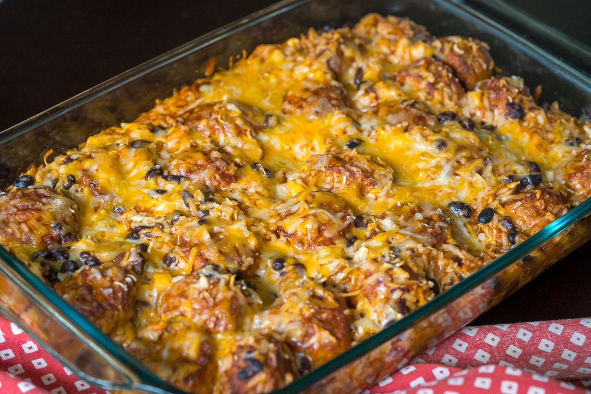 Enchilada Meatball Casserole Recipe