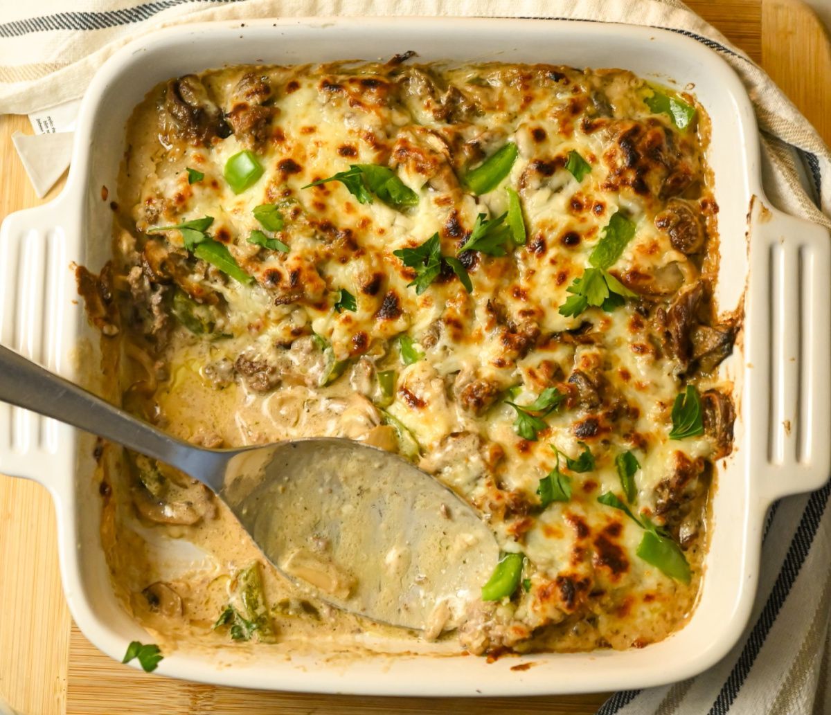 Keto Philly Cheesesteak Casserole Recipe