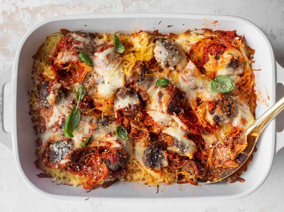 Spaghetti Squash Meatball Casserole Recipe