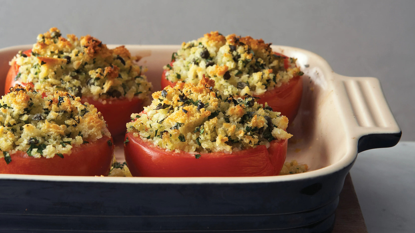 Stuffed Tomatoes with Bread Crumbs Casserole Recipe