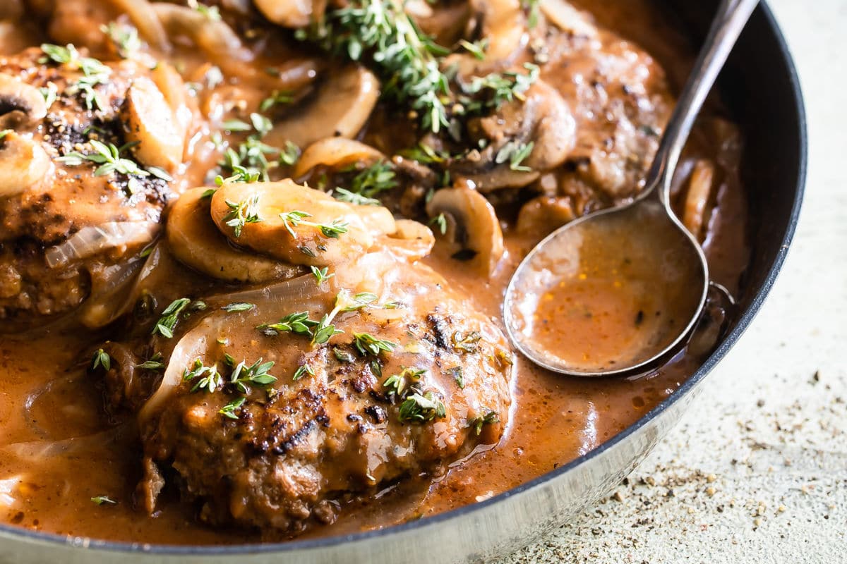 Hamburger Steak with Onions and Gravy Recipe