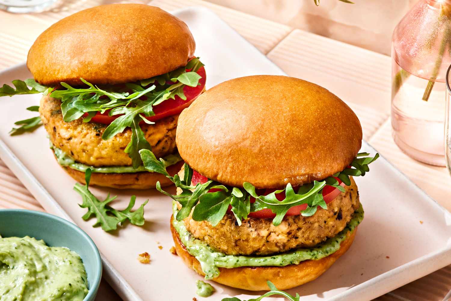 Salmon Burgers with Lemon Basil Mayo Recipe